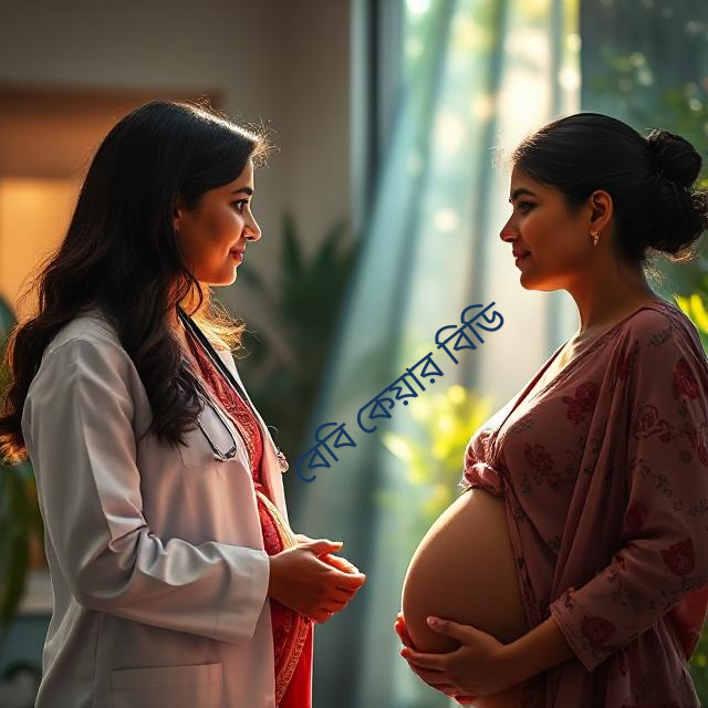 doctor giving prenatal advice to a pregnant woman