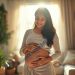 lower abdomen with a peaceful expression