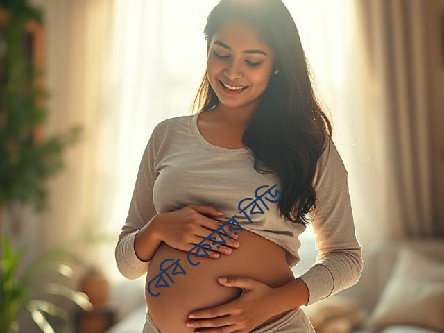 lower abdomen with a peaceful expression